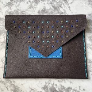 Embellished with Turquoise and Bronze Homemade Handmade Leather Handbag